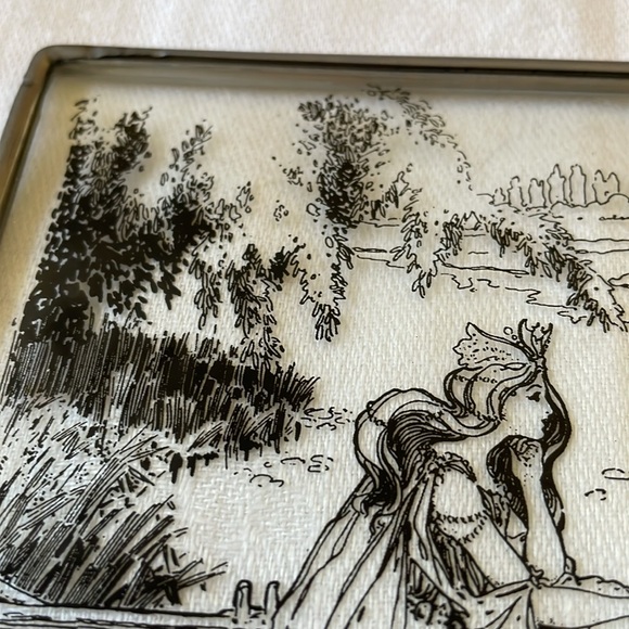 Art Nouveau style glass display part window panel 6” x 4” lake scene - Picture 5 of 7